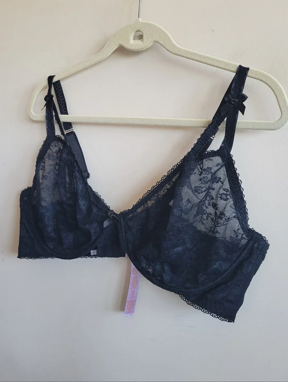 Savage‎ X Fenty Lace After Dark Unlined Plunge Bra Black Caviar